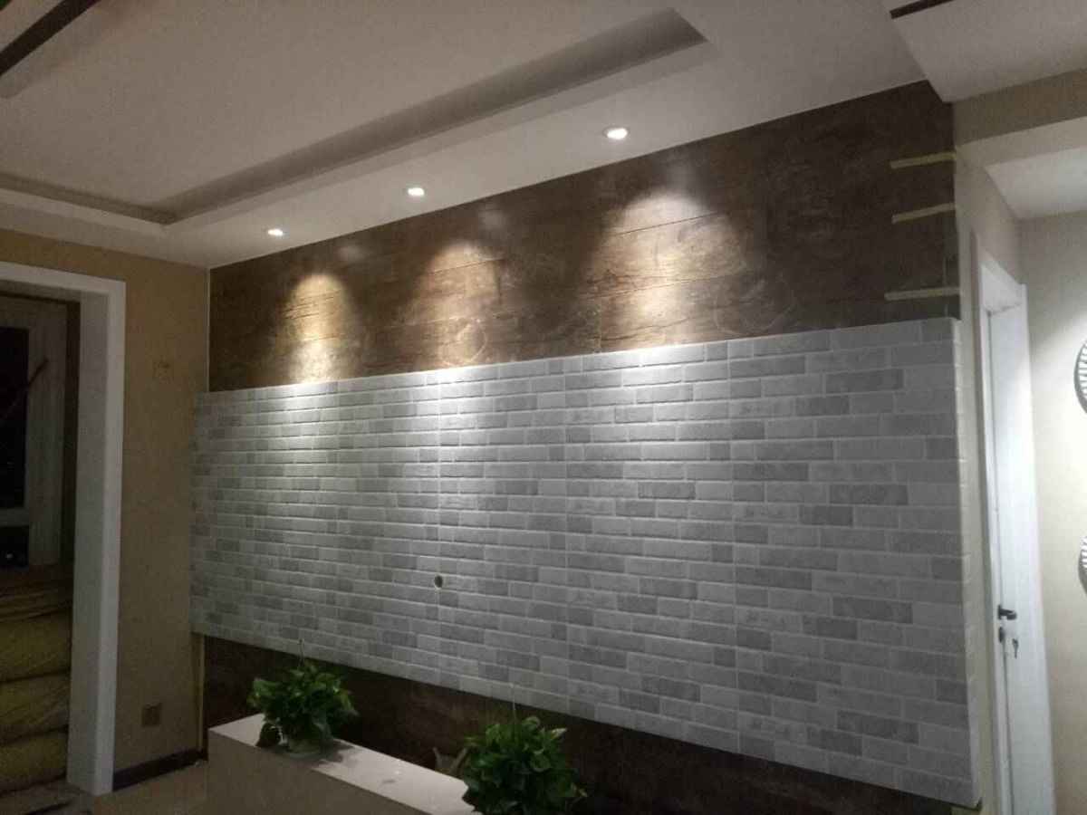 文化砖与美式木地板电视背景的搭配